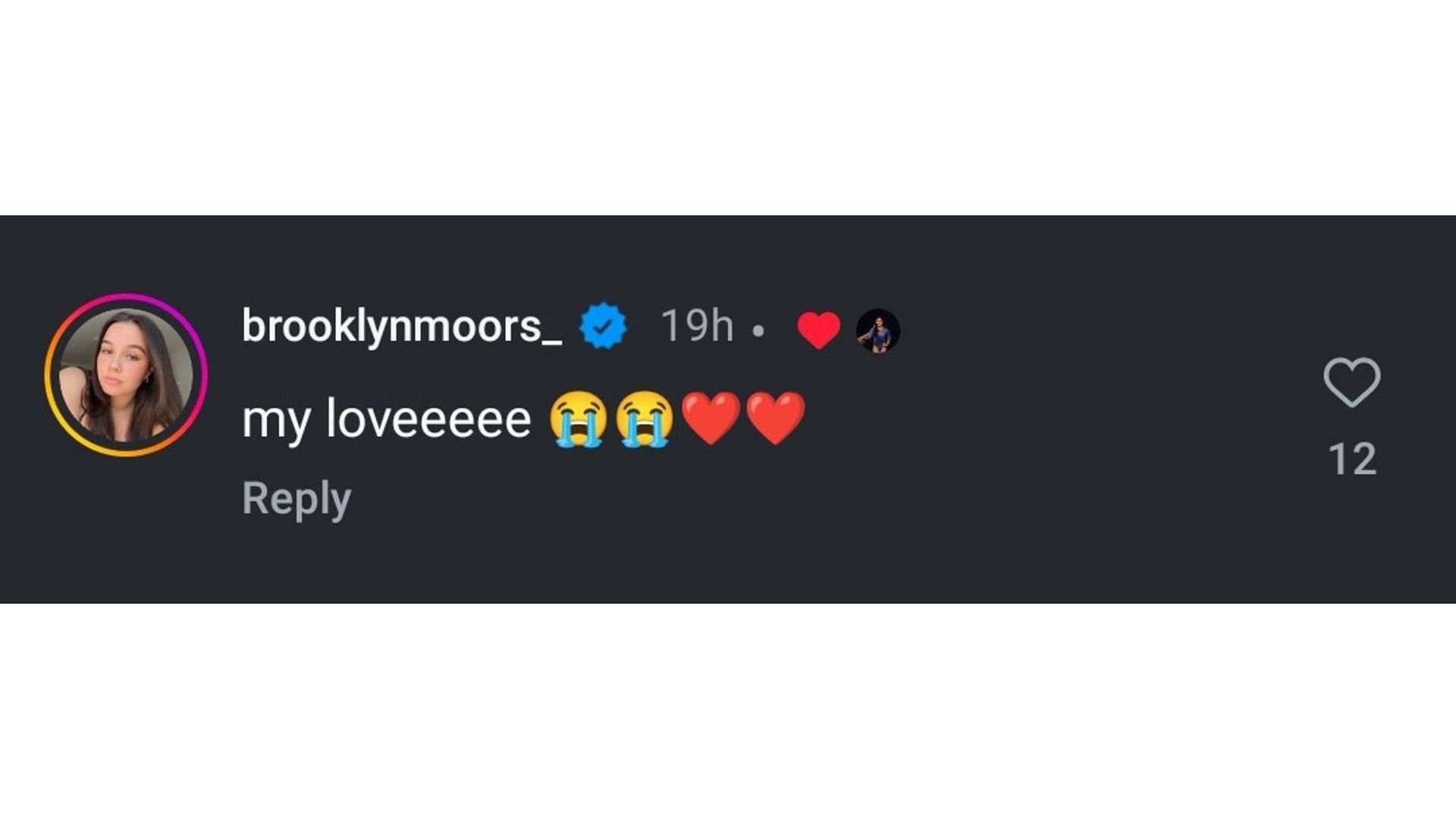 Moors' comment on Malabuyo's post (Image via: Malabuyo's Instagram)